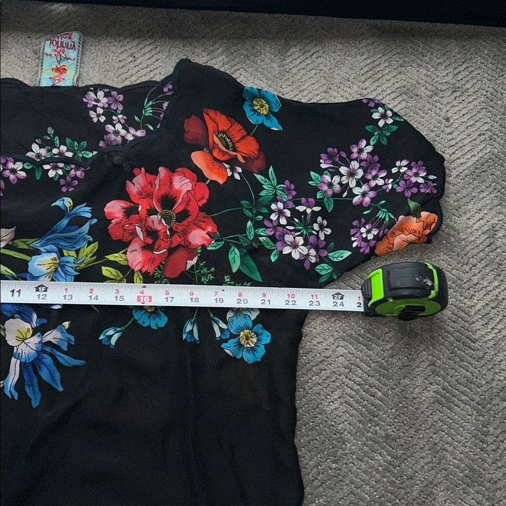 Johnny Was Black Dress with Multicolor Floral Georgette Dress, Size M - Picture 10 of 11